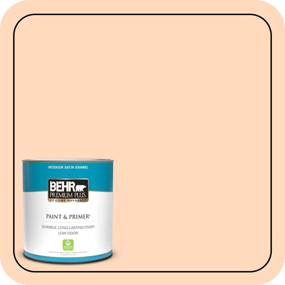 BEHR PREMIUM PLUS 1 qt. #P210-2 Citrus Delight Satin Enamel Low Odor Interior Paint & Primer