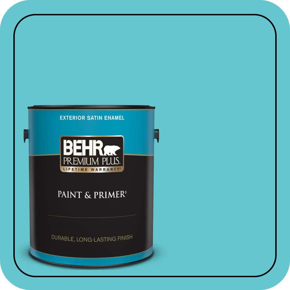 BEHR PREMIUM PLUS 1 gal. #P470-4 Paradise Sky Satin Enamel Exterior Paint & Primer