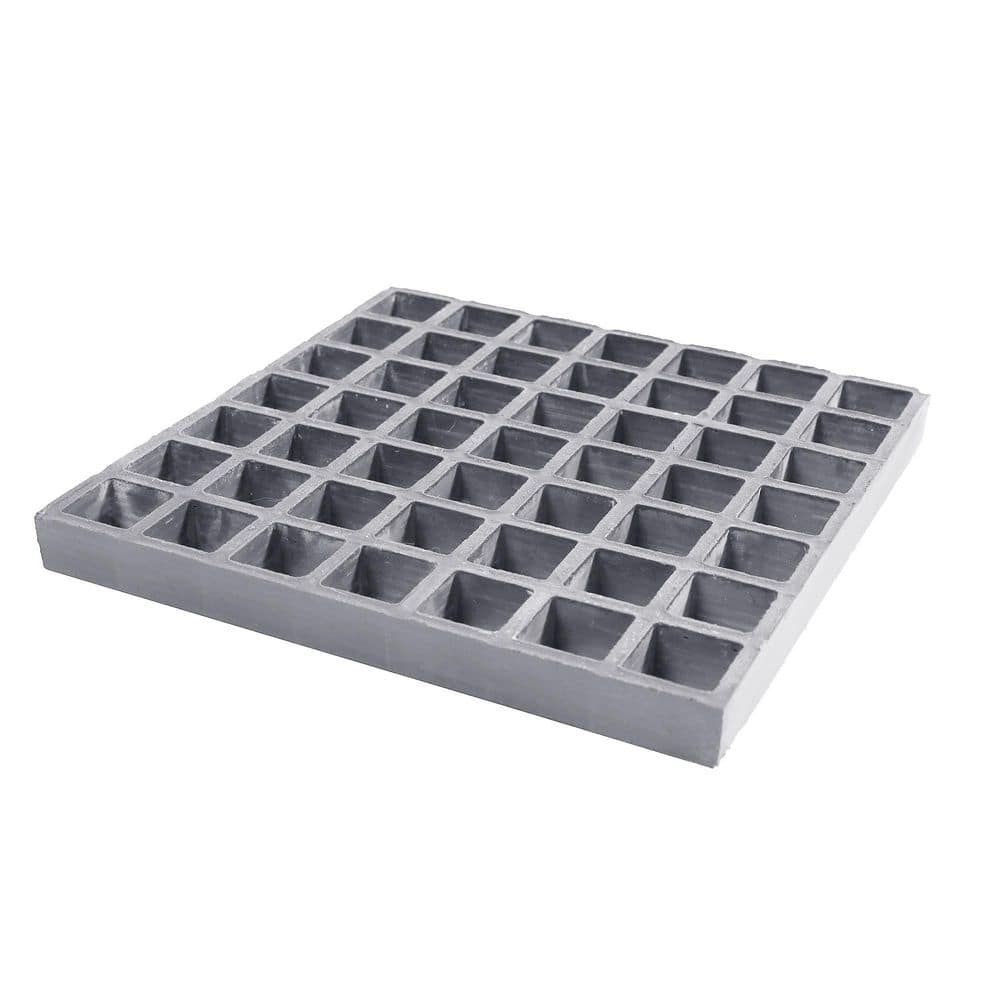 Wellco 10.6 in. x 10.6 in. x 1in. PrimeSeries Fiberglass Composite Grating Deck Tile Sample, Gray (1)