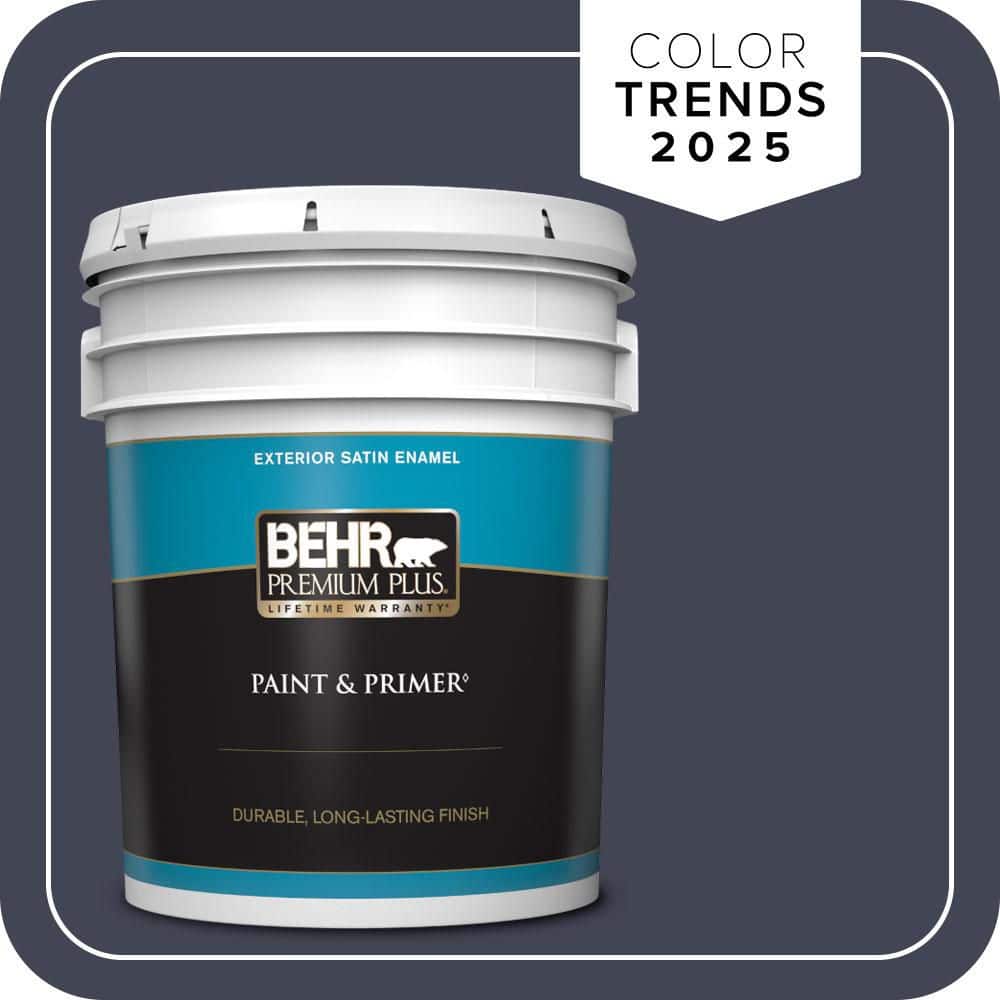 BEHR PREMIUM PLUS 5 gal. #PPU15-19 Black Sapphire Satin Enamel Exterior Paint & Primer