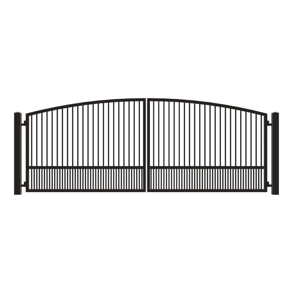 Unbranded Driveway Gate — Swing, Center, Arch, Puppy, Black — 196"W x 72"H