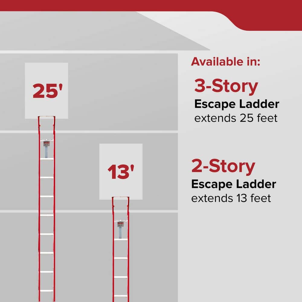 Kidde 2-Story Fire Escape Ladder, 13 ft. Long, 1000 lb. Load Capacity, Tangle-Free Deployment and Quick Attach (2)