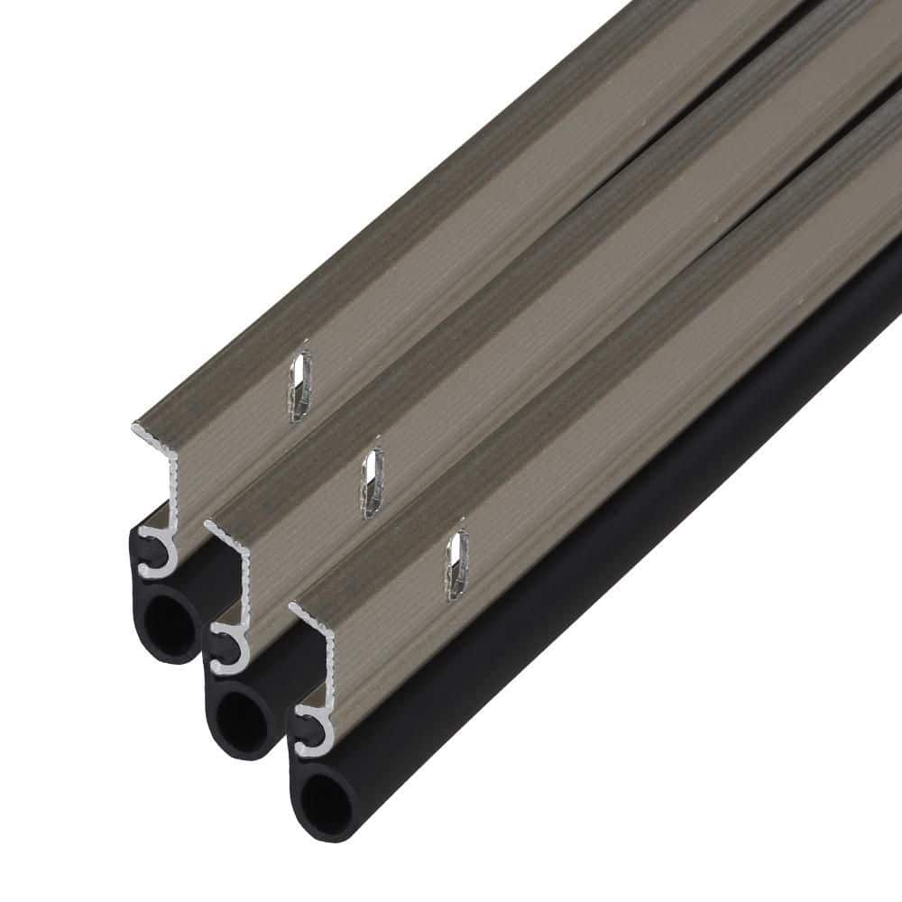 M-D Building Products 1 in. x 84 in. Satin Nickel Screw-On Top and Sides Door Weatherstripping Kit