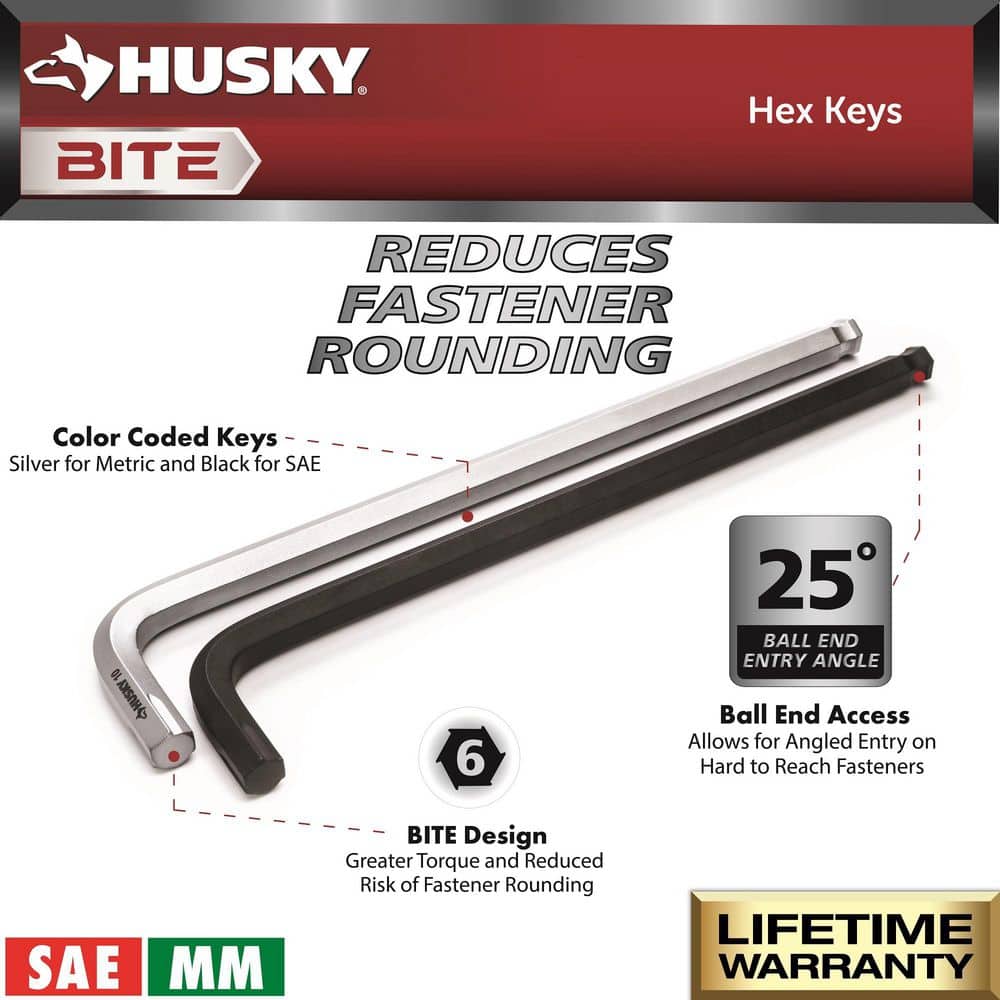 Husky BITE SAE/Metric Non-Slip Hex Key Set (18-Piece) (2)