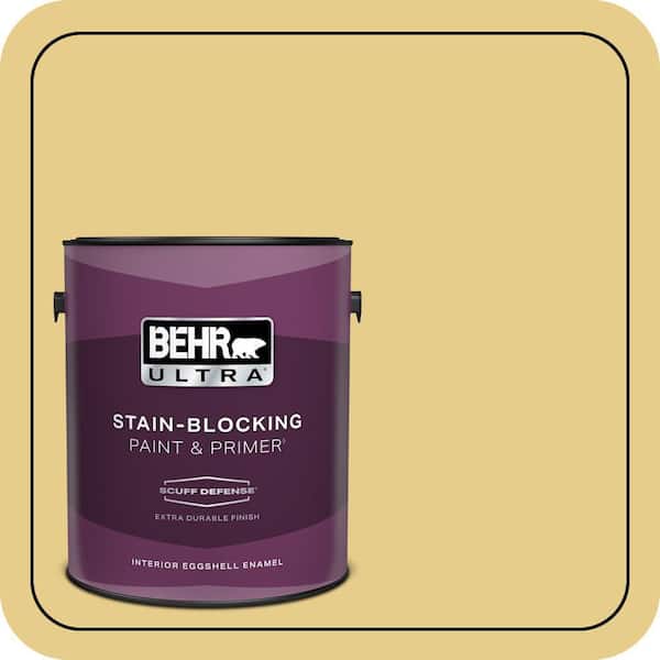 BEHR ULTRA 1 gal. #T12-6 Lol Yellow Extra Durable Eggshell Enamel Interior Paint & Primer (2)