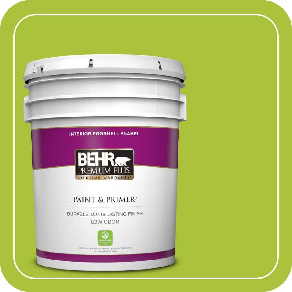 BEHR PREMIUM PLUS 5 gal. #S-G-410 Green Crush Eggshell Enamel Low Odor Interior Paint & Primer