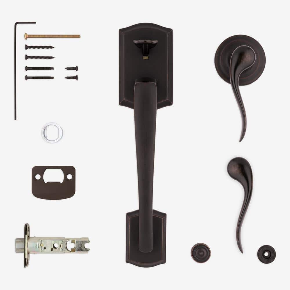 Kwikset Prescott Door Handleset Only with Tustin Door Handle in Venetian Bronze (3)
