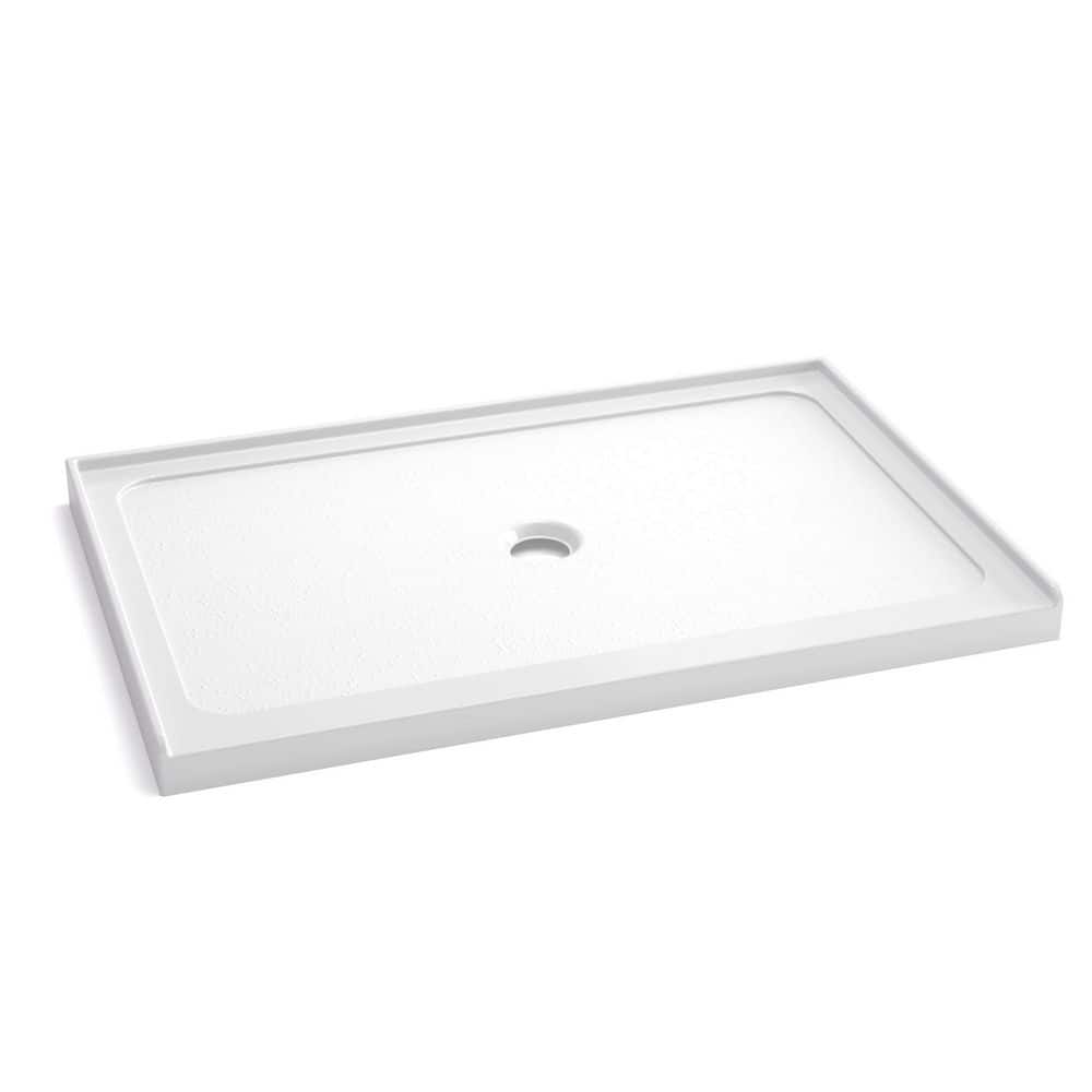 LIVACA 32 in. L x 48 in. W Alcove Single Threshold Shower Pan Base with Center Drain in Gloss White (1)
