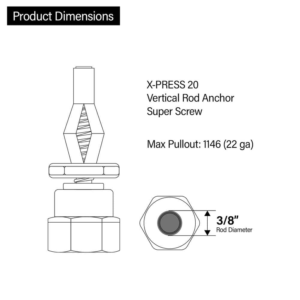 PLUMBFLEX X-Press Vertical Rod Anchor Super Screw with 3/8 in. Threaded Rod Fitting for Metal Deck (25-Pack) (3)