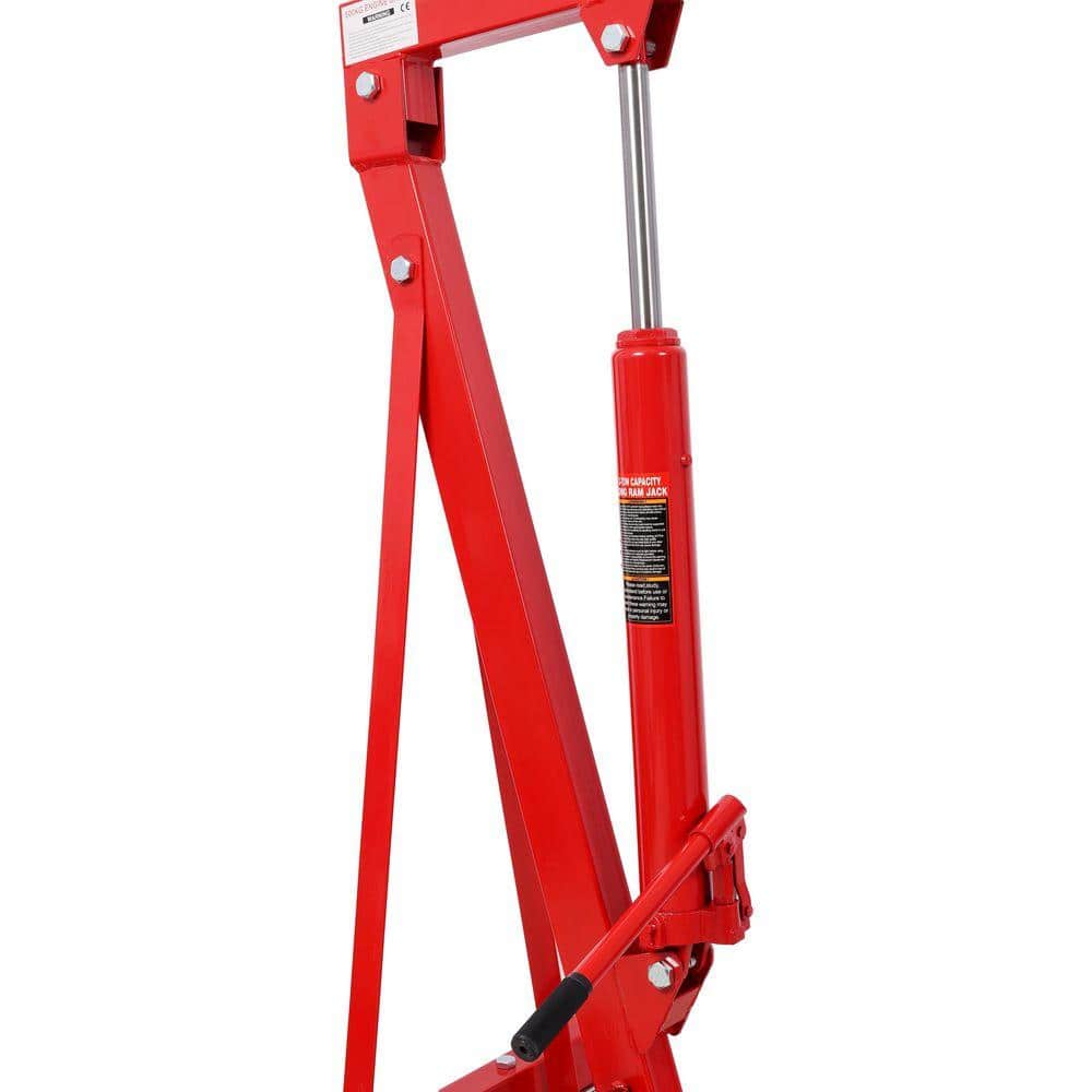 Huluwat Red 1500 lb. Heavy Duty Steel Folding Engine Shop Crane Hoist Lift Hand Truck with 4 Iron Wheels (2)