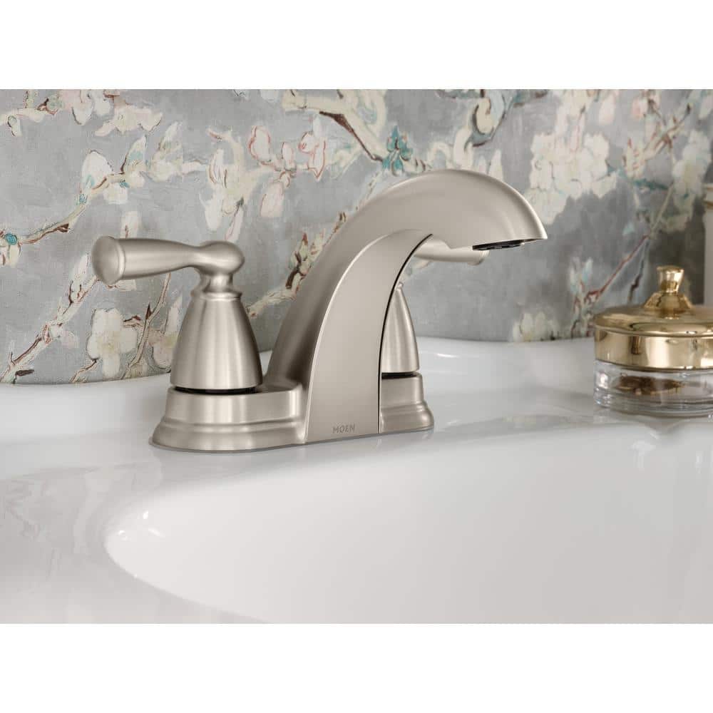 MOEN Banbury 4 in. Centerset Double Handle Low-Arc Bathroom Faucet in Spot Resist Brushed Nickel (4)