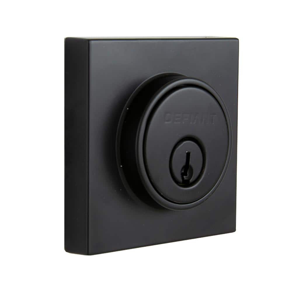 Defiant Square Matte Black Double Cylinder Contemporary Deadbolt
