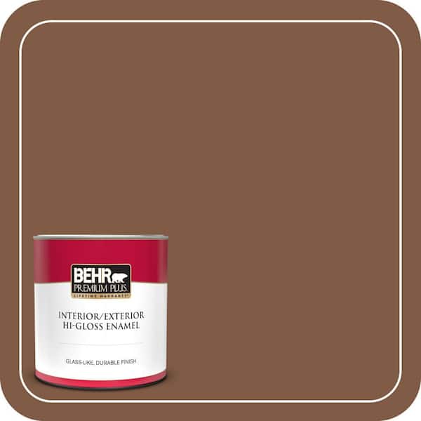 BEHR PREMIUM PLUS 1 qt. #T12-2 Stagecoach Hi-Gloss Enamel Interior/Exterior Paint & Primer (2)