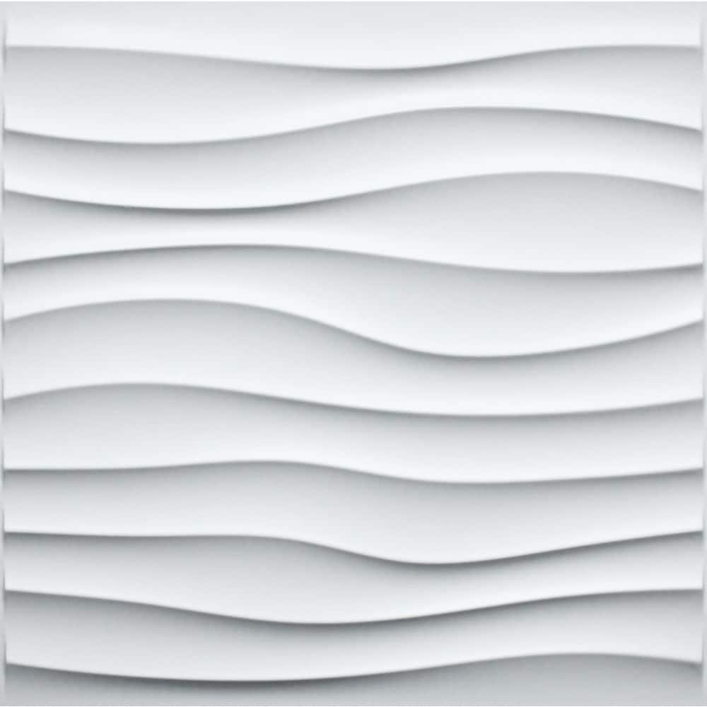 Dundee Deco Falkirk Ross 2/25 in. x 19.7 in. x 19.7 in. White PVC Wave 3D Decorative Wall Panel (1)