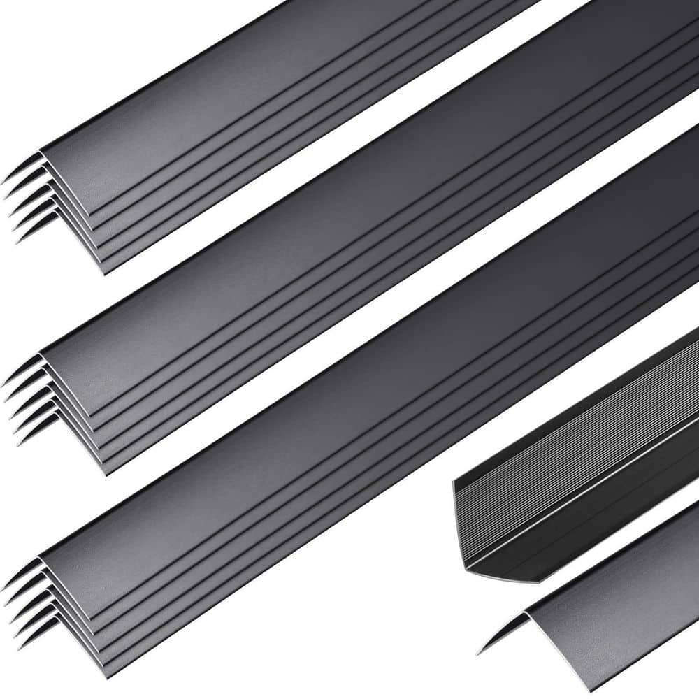 NVNOO 1.2 in. x 4 ft. Aluminum Wall Corner Guard Protectors with 90° for Edge Drywall Decoration, Black (30-Pack) (1)