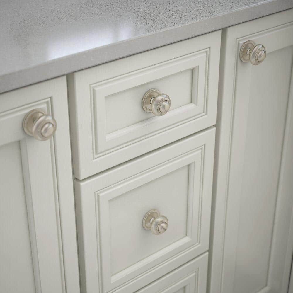 Liberty Roped 1-1/2 in. (38 mm) Classic Satin Nickel Round Cabinet Knob with Backplate (2)