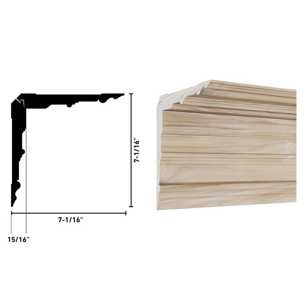 Ornamental Mouldings . 94 in. D x 13.5 in. W x 92 in. L Unfinished Poplar Wood Wexford Crown Moulding Kit (3)
