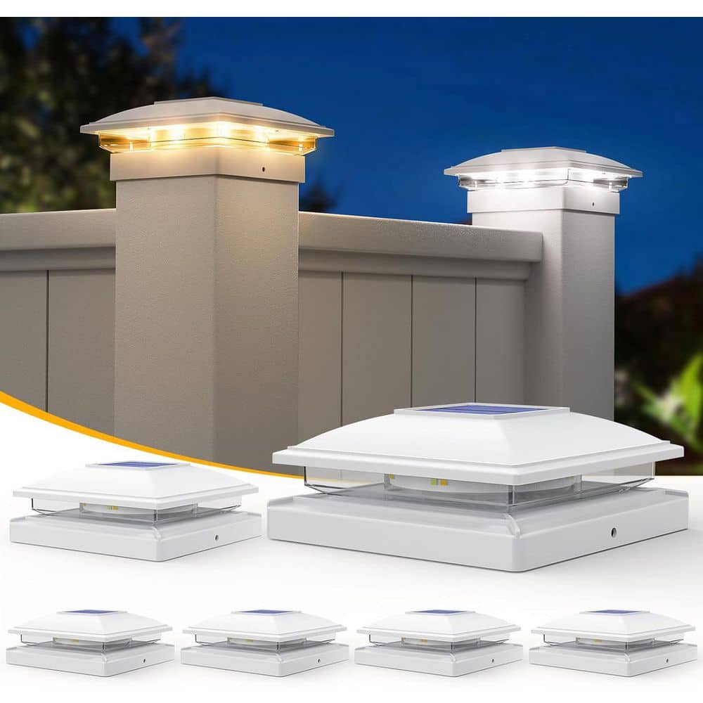 Afoxsos 6-Pack Plastic Solar Post Cap Lights Outdoor Waterproof 2-Modes Bright for Vinyl Fence Deck Garden Decor (2)