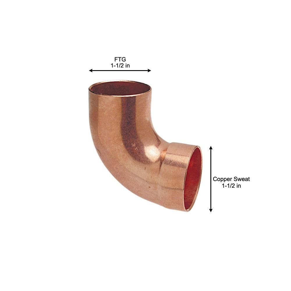 Everbilt 1-1/2 in. Copper DWV 90-Degree Fitting x Cup Street Elbow (4)
