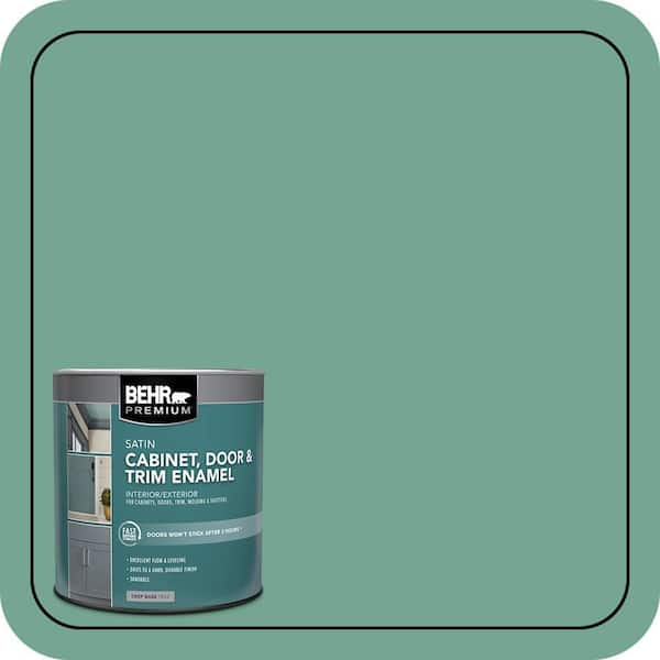 BEHR PREMIUM 1 qt. #M420-5 Free Green Satin Enamel Interior/Exterior Cabinet, Door & Trim Paint (2)