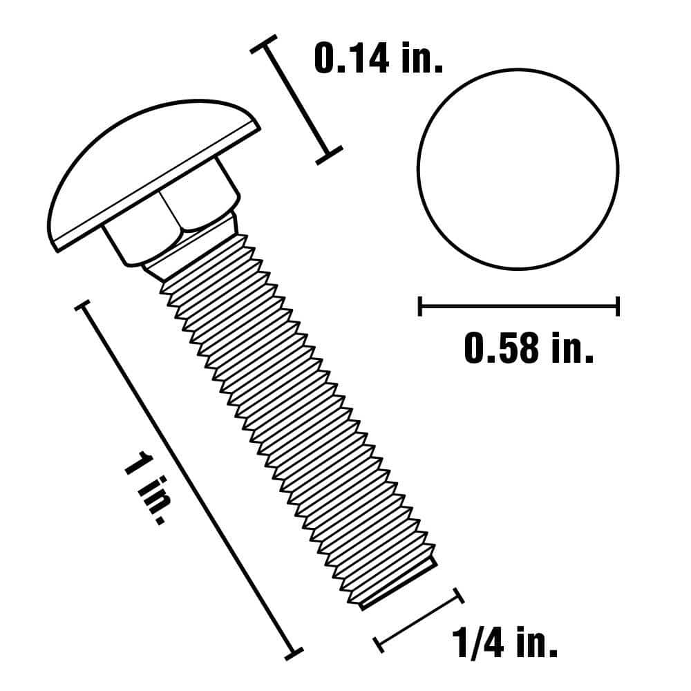 Everbilt 1/4 in.-20 x 1 in. Galvanized Carriage Bolt (3)