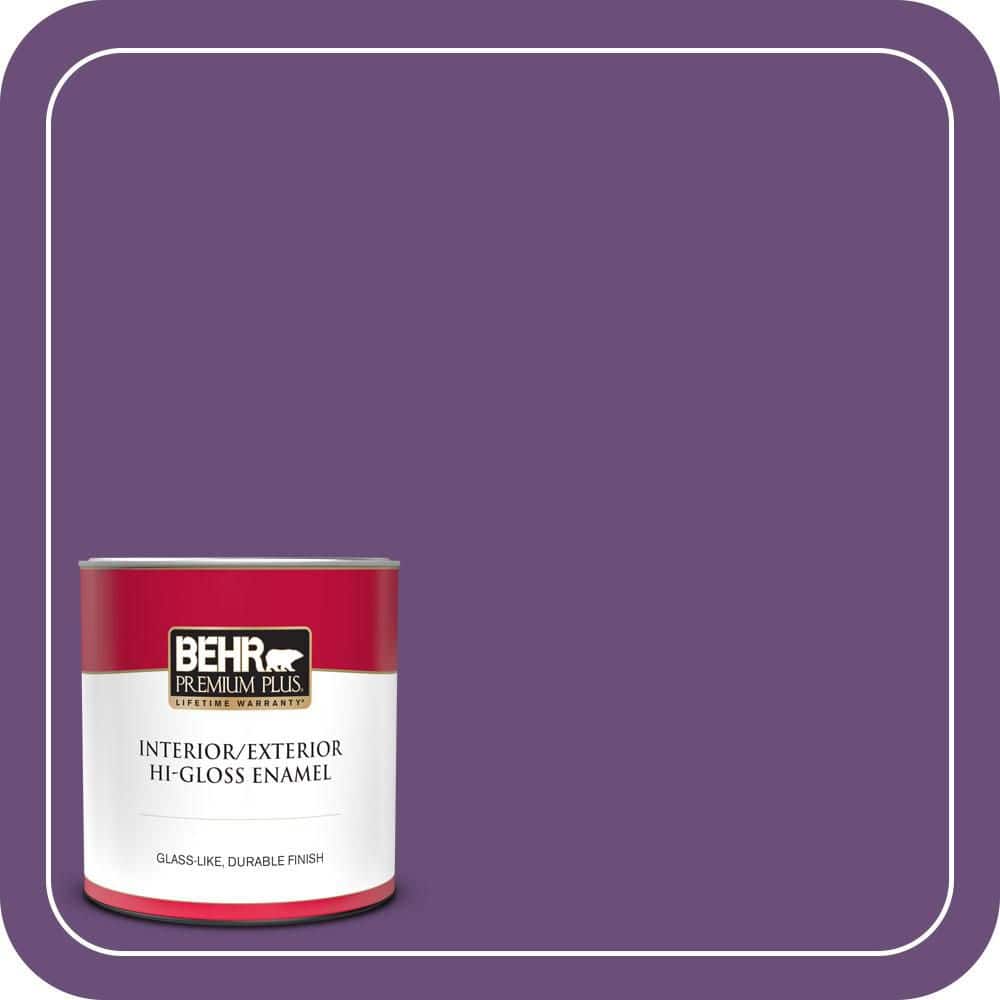 BEHR PREMIUM PLUS 1 qt. #660B-7 Exotic Purple Hi-Gloss Enamel Interior/Exterior Paint & Primer