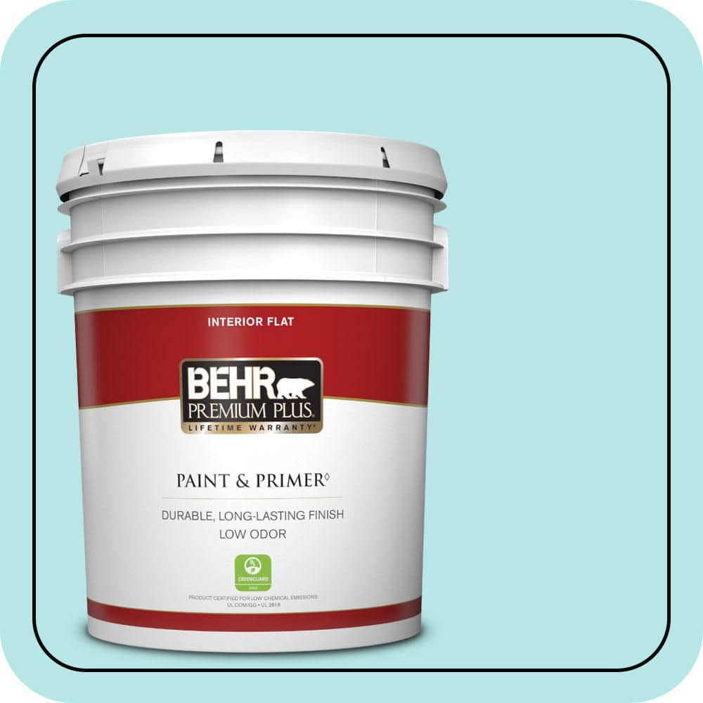 BEHR PREMIUM PLUS 5 gal. #500A-2 Refreshing Pool Flat Low Odor Interior Paint & Primer