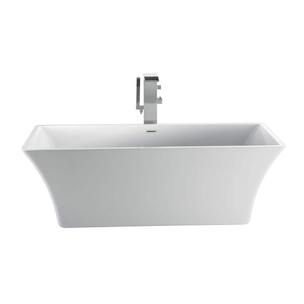 Barclay Products Taylor 67 in. Acrylic Flatbottom Non-Whirlpool Bathtub White with Integral Drain Polished Chrome