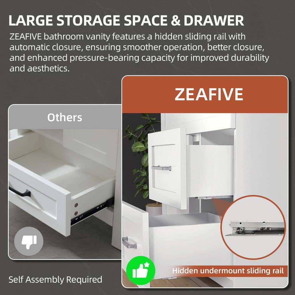 Zeafive Mox 30 in. Freestanding Bath Vanity Cabinet without Top in White Dove Unassembled (3)