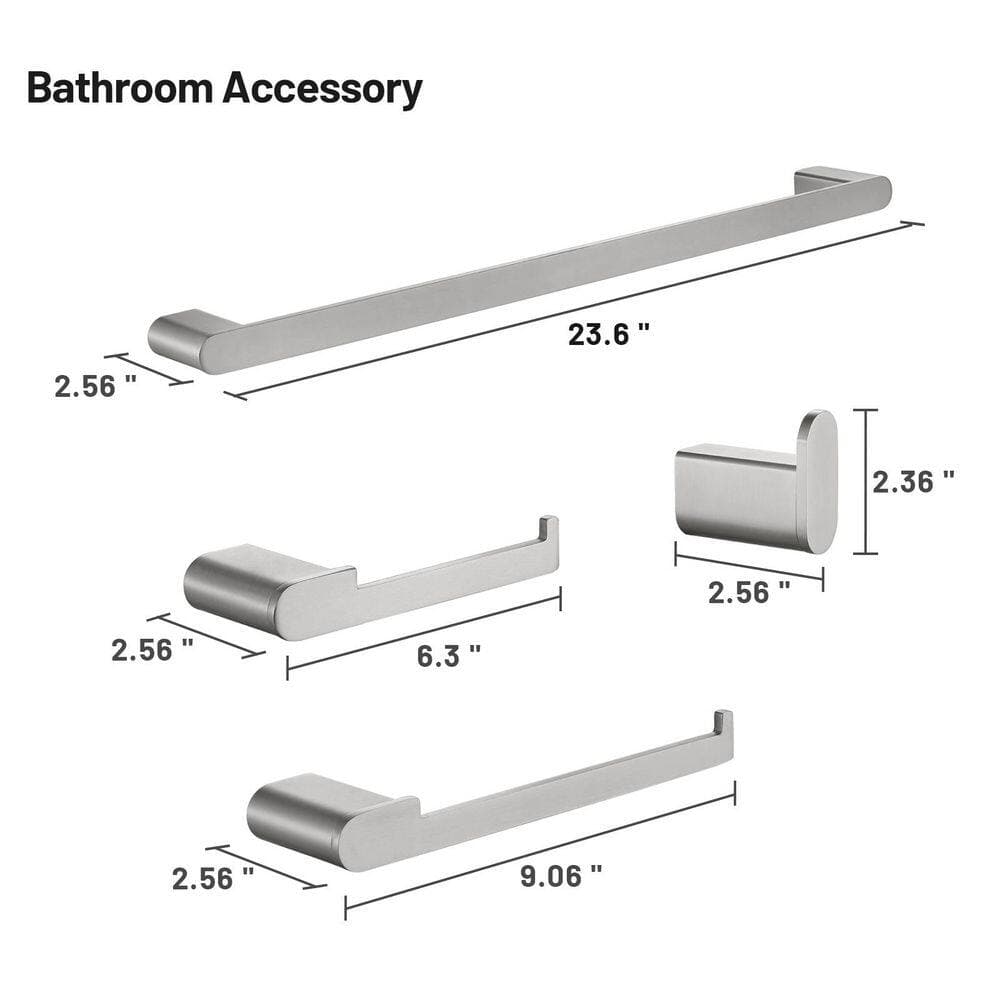 Heemli Modern Bath Hardware Set with Towel Ring Toilet Paper Holder Towel Hook and Towel Bar Brushed (3)