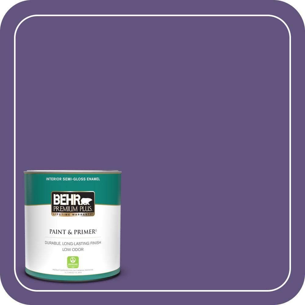 BEHR PREMIUM PLUS 1 qt. #MQ4-28 Purple Sky Semi-Gloss Enamel Low Odor Interior Paint & Primer