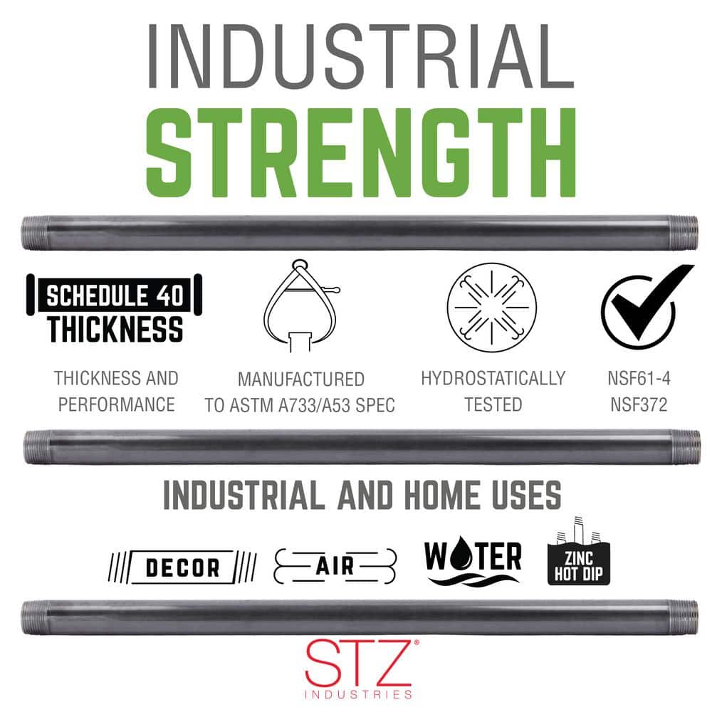 STZ 3/8 in. 4 in. Galvanized Steel Pipe Nipple (4)