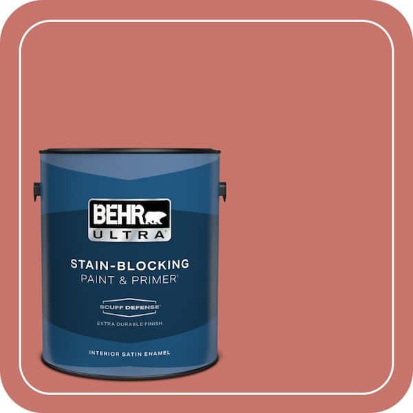 BEHR PREMIUM PLUS 1 gal. #180D-5 Sahara Sun Semi-Gloss Enamel Low Odor Interior Paint & Primer (2)