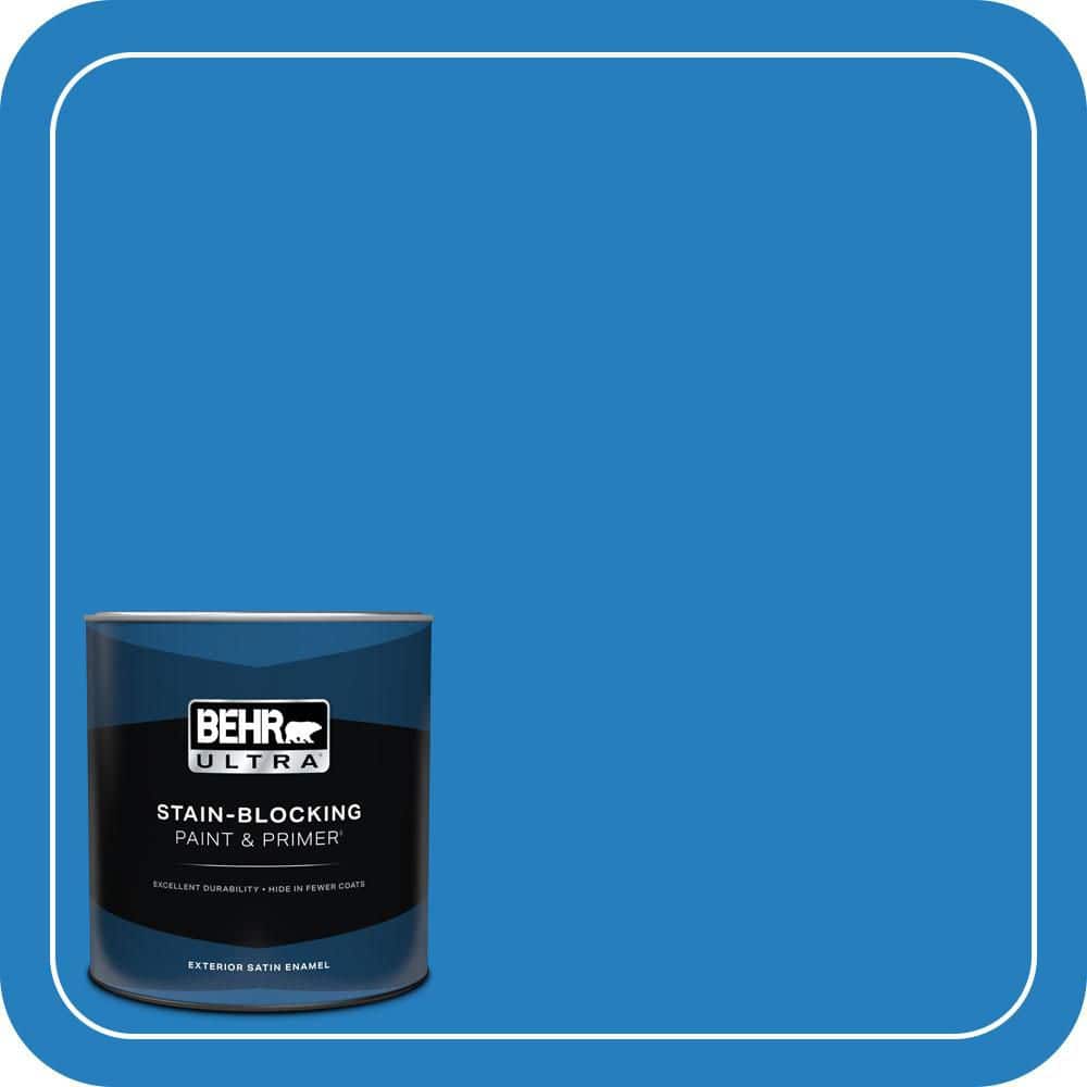 BEHR ULTRA 1 qt. #P510-6 Brilliant Blue Satin Enamel Exterior Paint & Primer