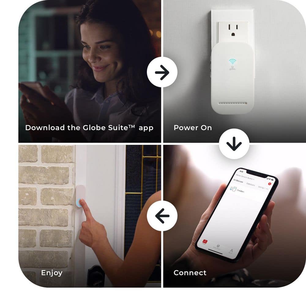 Globe Electric Wi-Fi Smart Wireless Doorbell Chime Kit with Lighted Plug-In Chime and Battery Operated Lighted Doorbell (3)