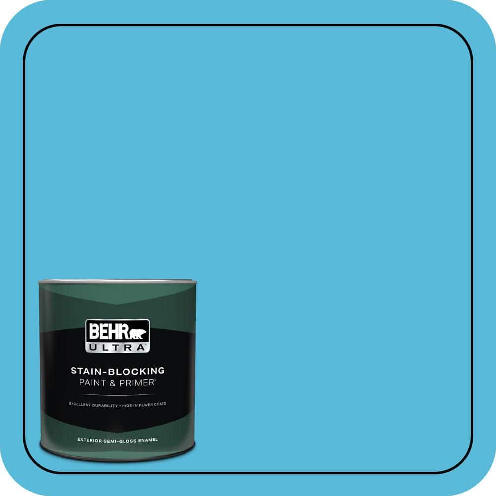 BEHR ULTRA 1 qt. #530B-5 Azurean Semi-Gloss Enamel Exterior Paint & Primer