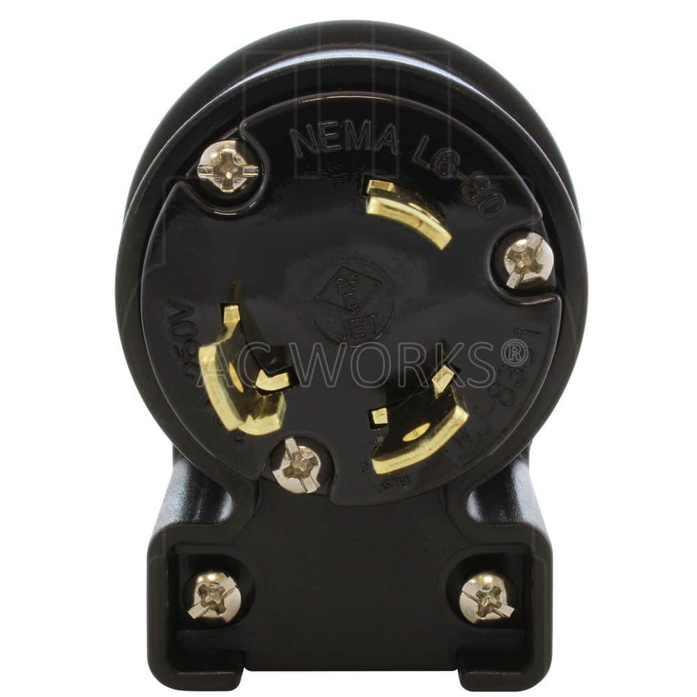 AC WORKS NEMA L6-30P 30A 250V 3-Prong Elbow Locking Male Plug With UL, C-UL Approval (3)