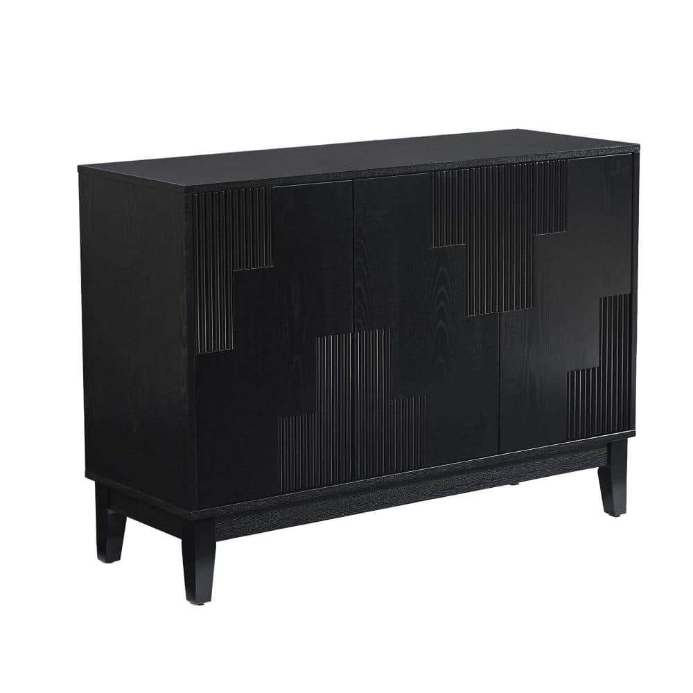 XUJMK 44 in W x 16 in D x 31 in H Linen Cabinet, Buffet Cabinet, Farmhouse Sideboard in Black with Storage, Adjustable Shelves (1)