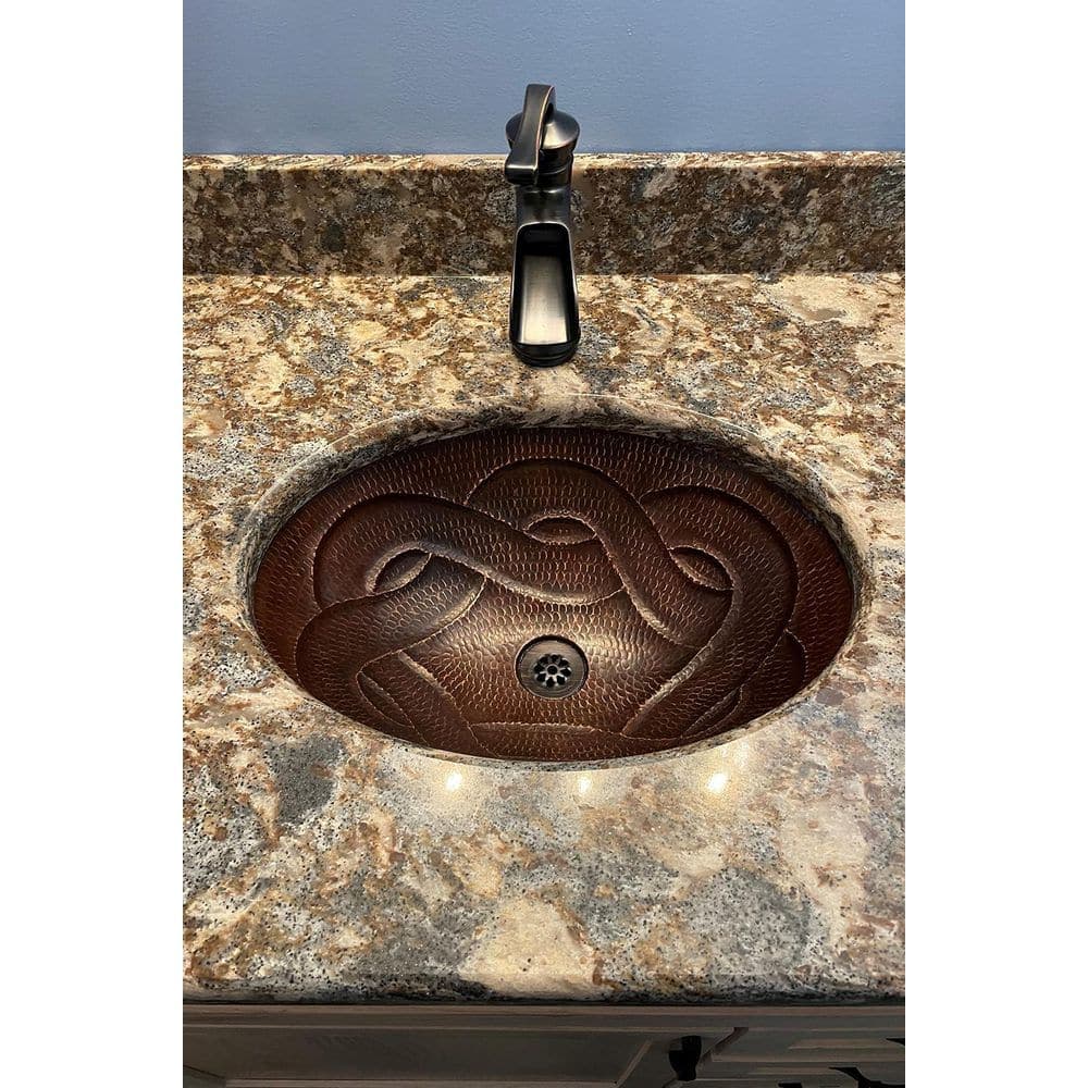 Premier Copper Products Under-Counter Oval Braid Hammered Copper Bathroom Sink in Oil Rubbed Bronze (1)
