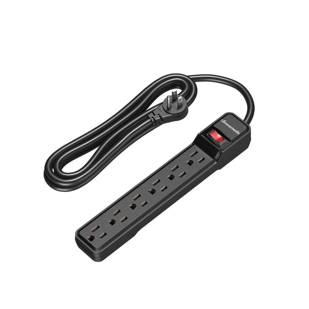 DEWENWILS 10 ft. 6-Outlet Surge Protector Power Strip, 500 Joules, Black (1)