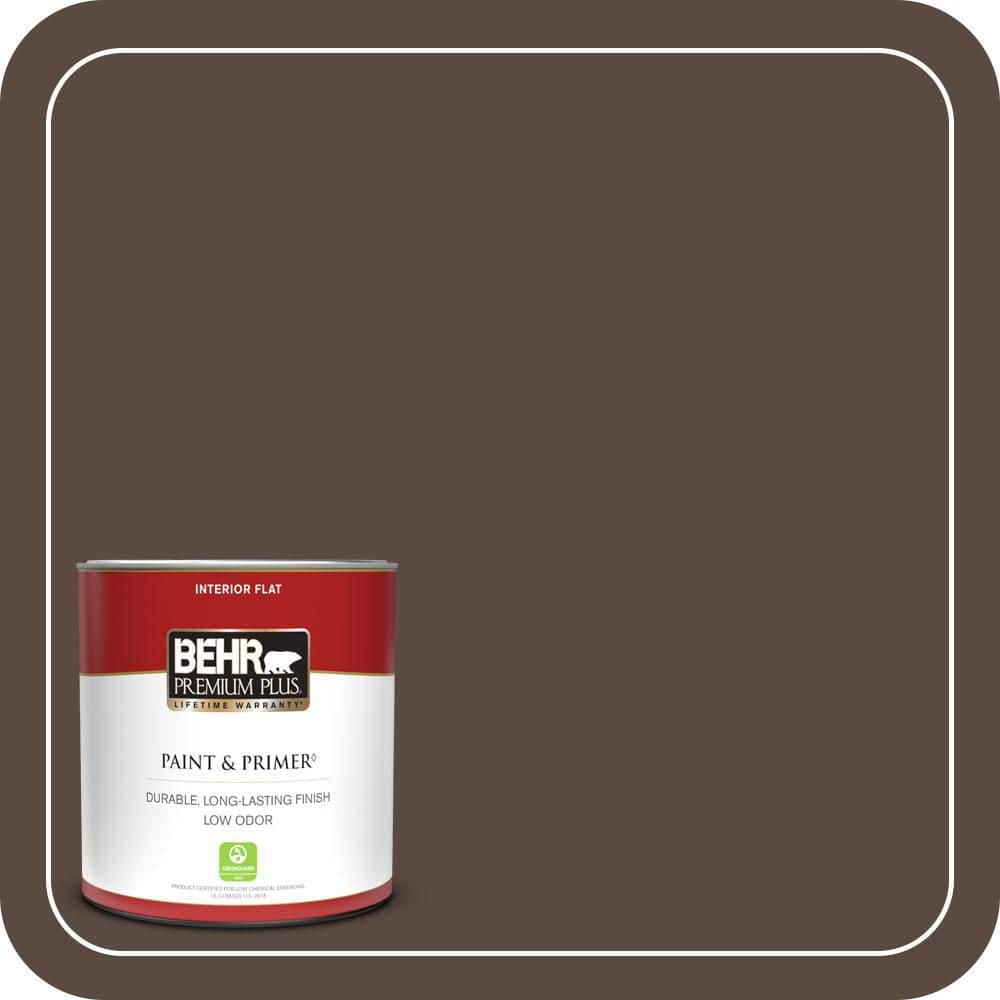 BEHR PREMIUM PLUS 1 qt. #PMD-91 Iced Espresso Flat Low Odor Interior Paint & Primer
