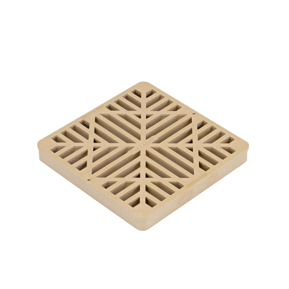 NDS 9 in. Square Catch Basin Drain Grate, Sand Plastic