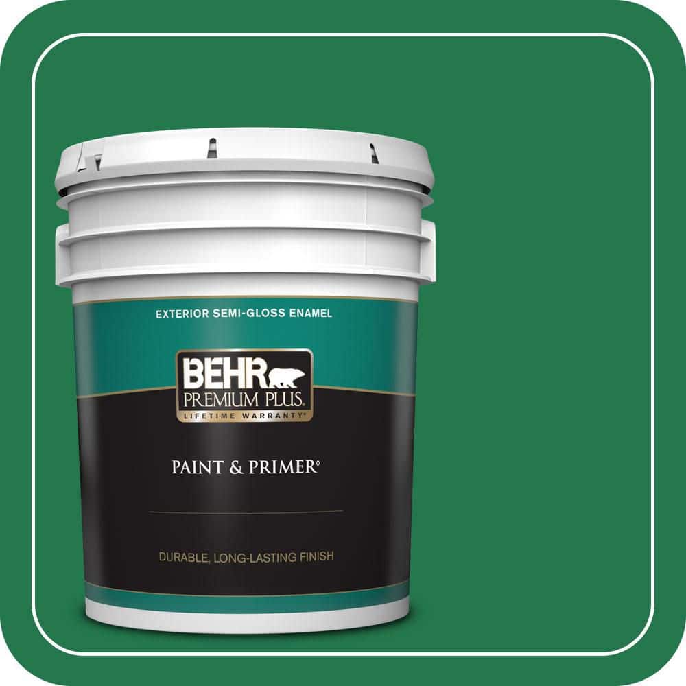 BEHR PREMIUM PLUS 5 gal. #460B-7 Pine Grove Semi-Gloss Enamel Exterior Paint & Primer