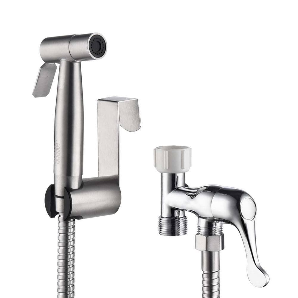 Tahanbath Bidet Sprayer for Toilet, Handheld Cloth Diaper Sprayer in Brushed Silver (1)