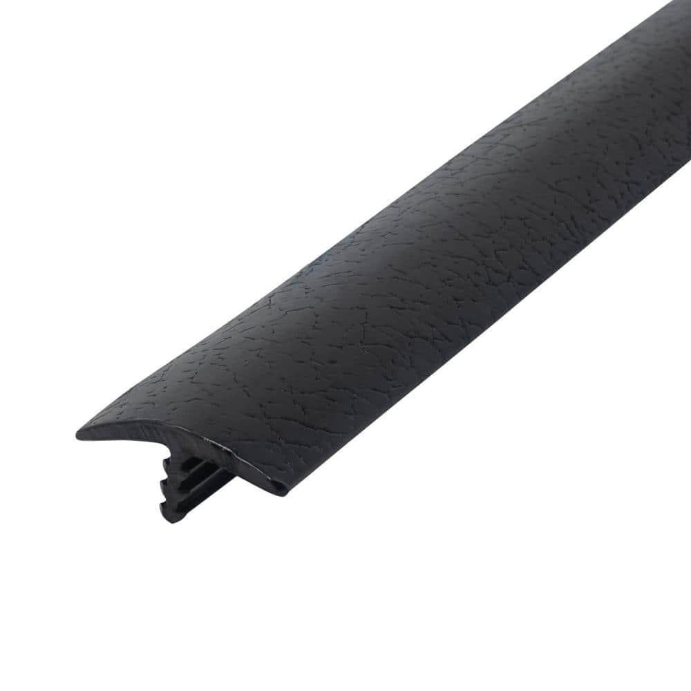 Outwater 1-1/4 in. Black Leatherette Polyethylene Center Barb Hobbyist Pack Bumper Tee Moulding Edging 25 ft. Long Coil (1)