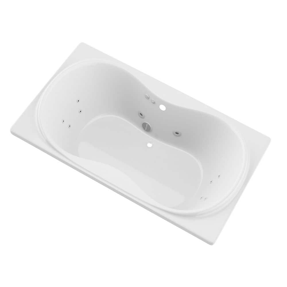 Universal Tubs DTHDX 72 in. x 36 in. Rectangular Whirlpool Bathtub with Center Drain in White with Raised Push Buttons, Heater, Pump (1)