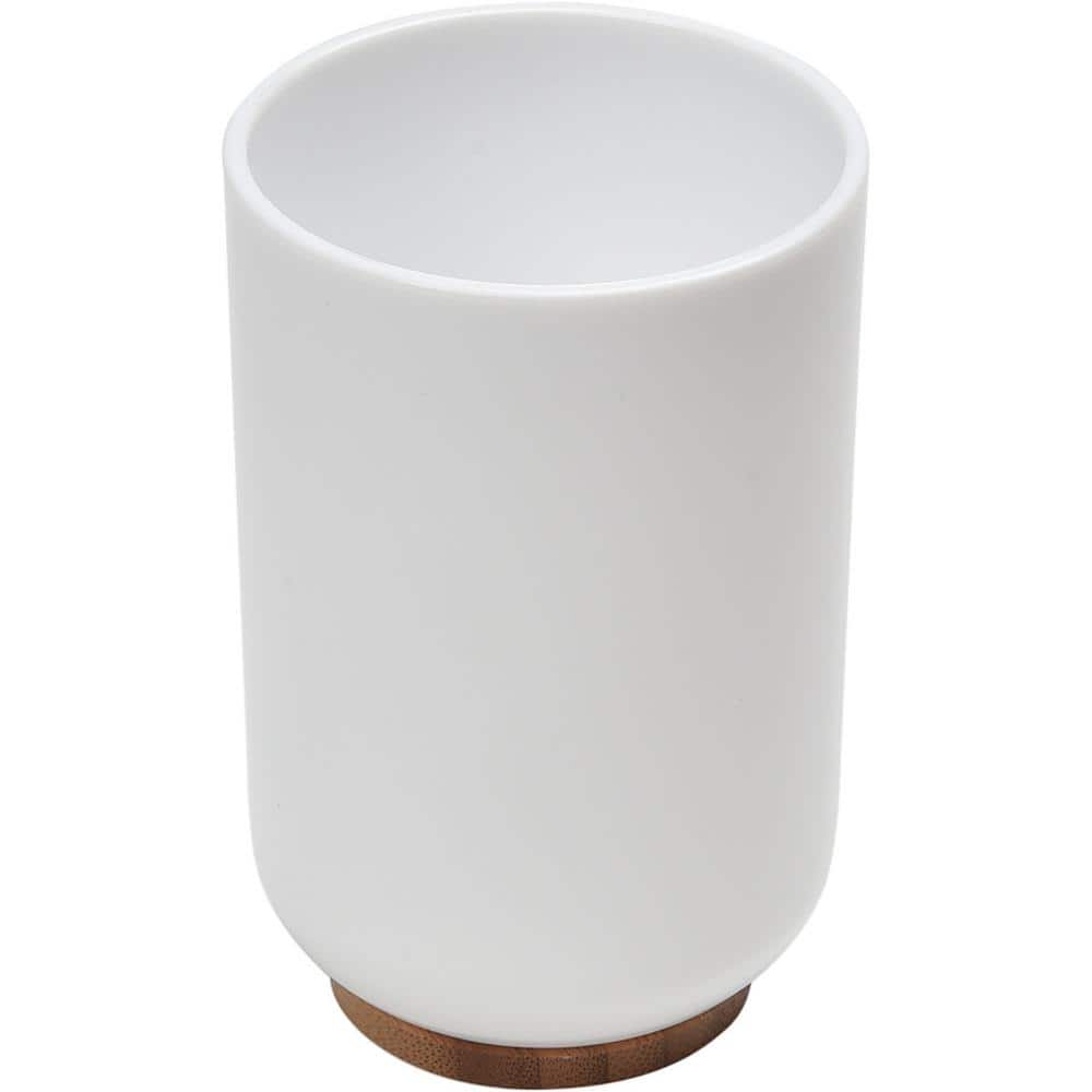 EVIDECO French home goods Vanity Bath Water Tumbler in Padang White and Bamboo Base