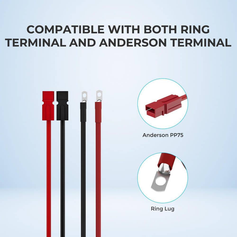 Renogy 5 ft. 6AWG Anderson Adapter Cable PP753/8 in Lugs, Connect REGO DC-DC Battery Charger with Starter Batt and House Batt (3)