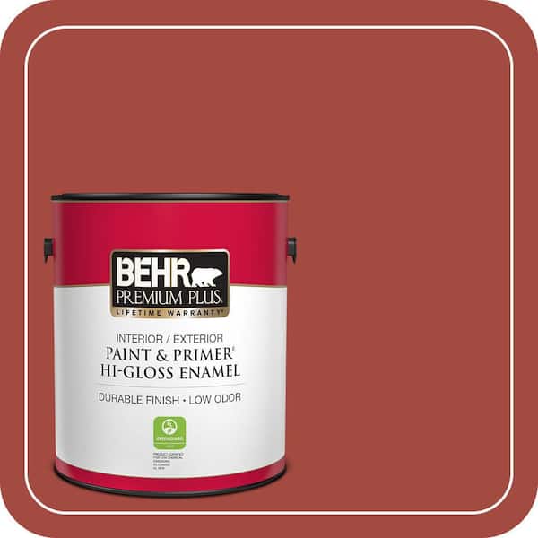 BEHR PREMIUM PLUS #170D-7 Farmhouse Red Flat Low Odor & Primer (3)