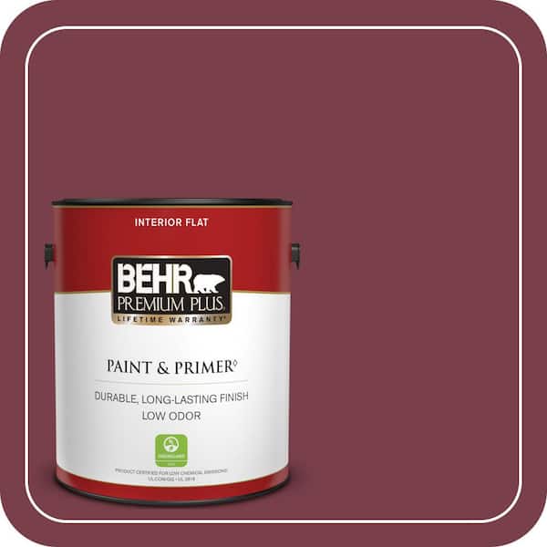 BEHR PREMIUM PLUS 1 gal. #S-H-110 Wine Tasting Flat Low Odor Interior Paint & Primer (2)